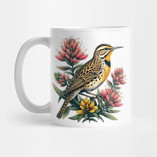 Vintage Western Meadowlark & Indian Paintbrush, Wyoming Mug